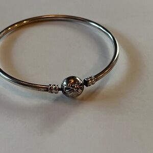 Pandora sterling silver bangle bracelet with bow clasp